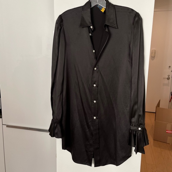 Polo Ruffled Silk Cuff Shirt Size 4 $328.00 - Picture 3 of 10
